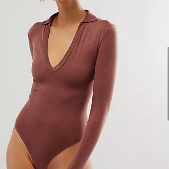 🔖 FREE PEOPLE Intimately Do It Right Bodysuit Collar Hickory Mauve FP011423CY - Picture 3 of 6